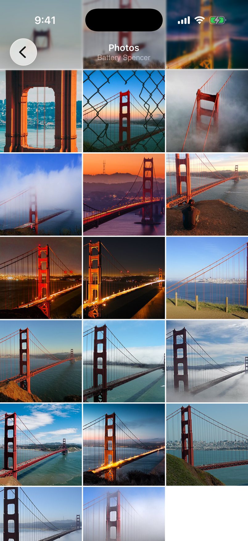 A grid of photos at Battery Spencer