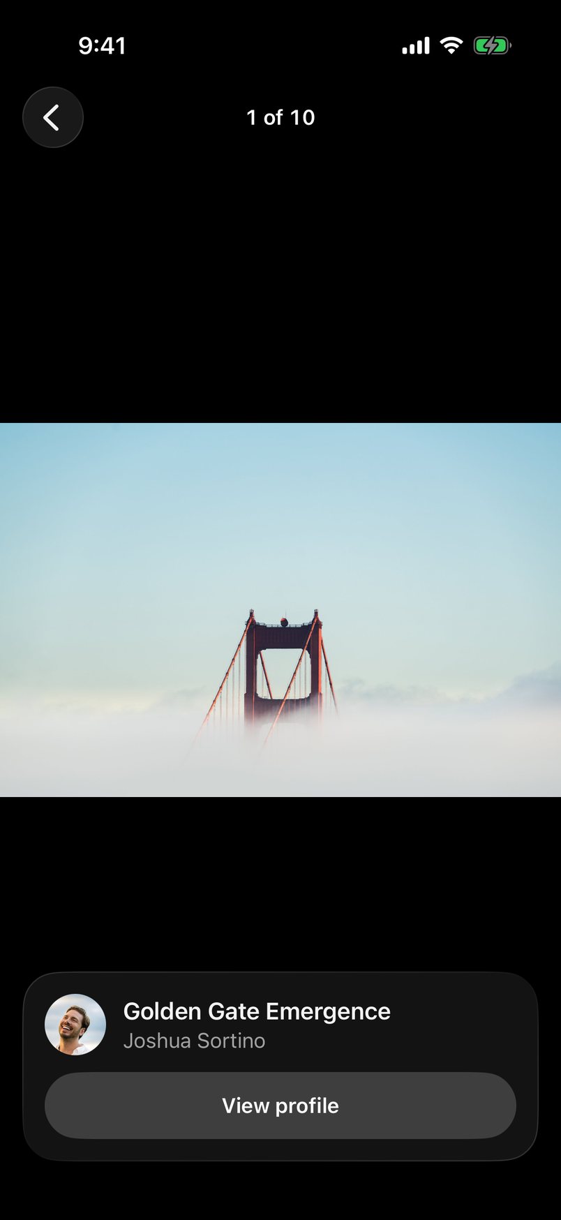 The photo viewer: Golden Gate Emergence by Joshua Sortino